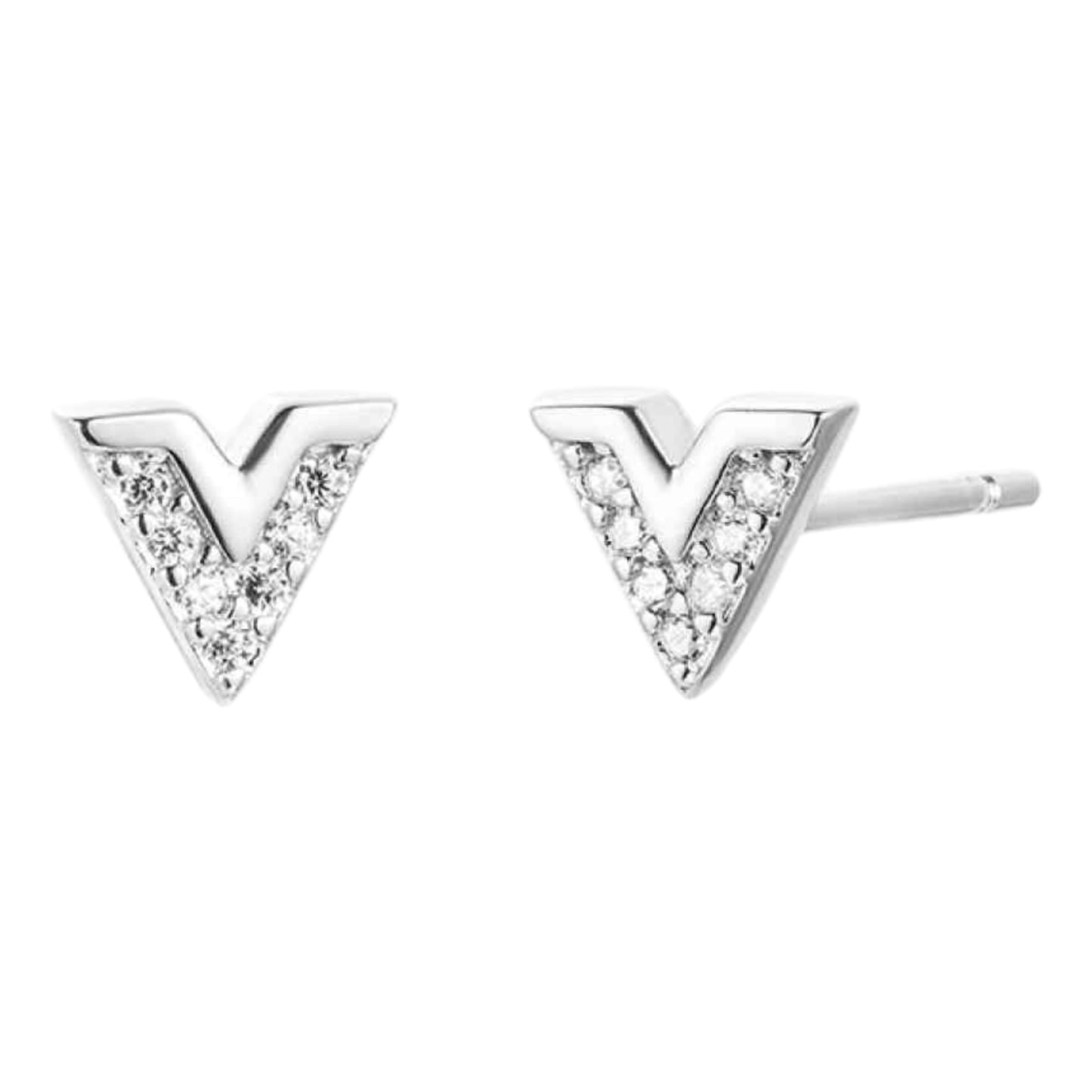 CZ “V” Stud Earrings