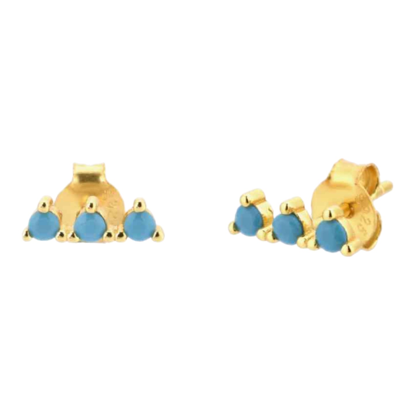 Triple CZ Stone Gold Earrings