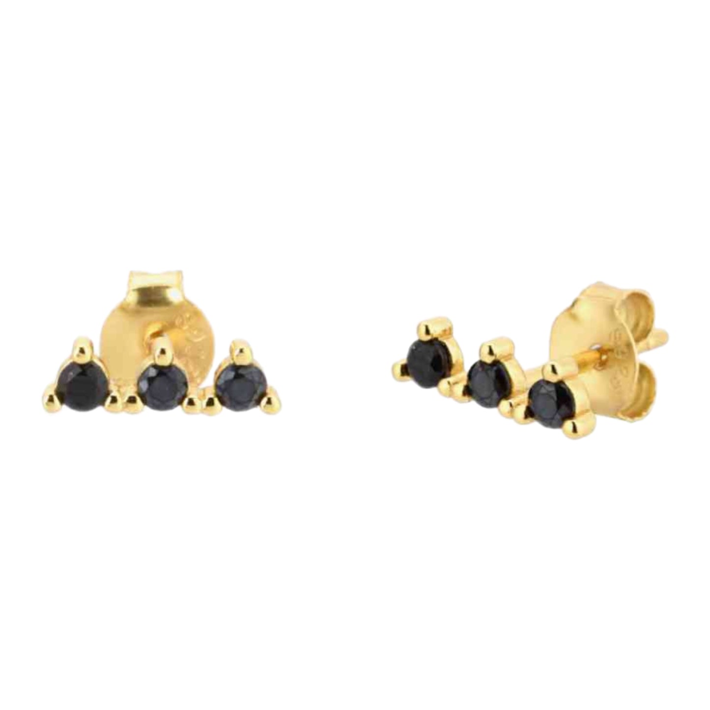 Triple CZ Stone Gold Earrings