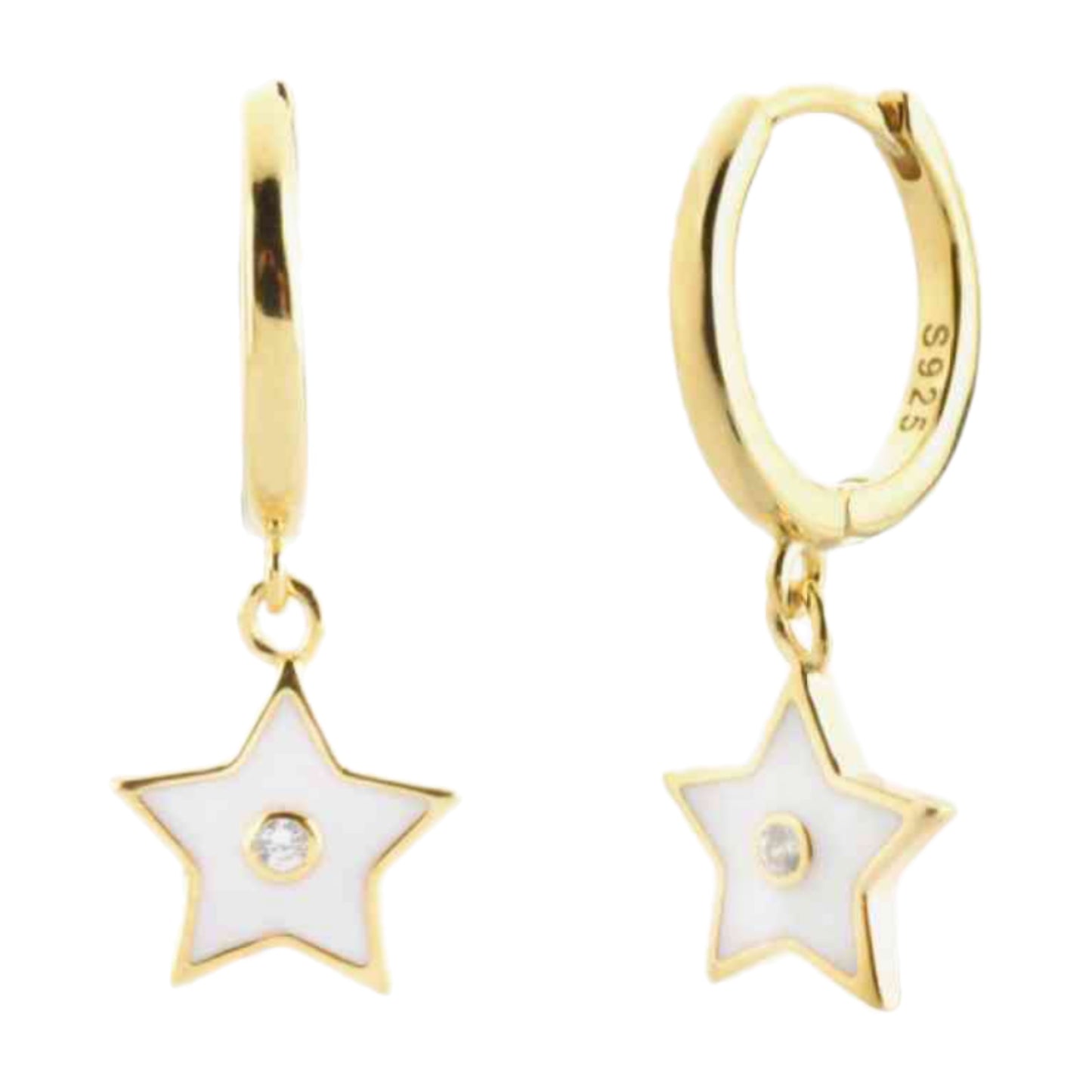 Gold Star Dangle Hoop Earrings