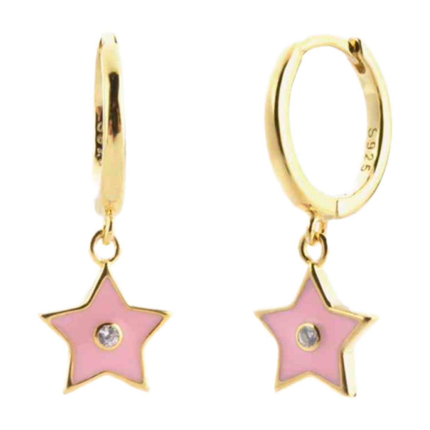 Gold Star Dangle Hoop Earrings