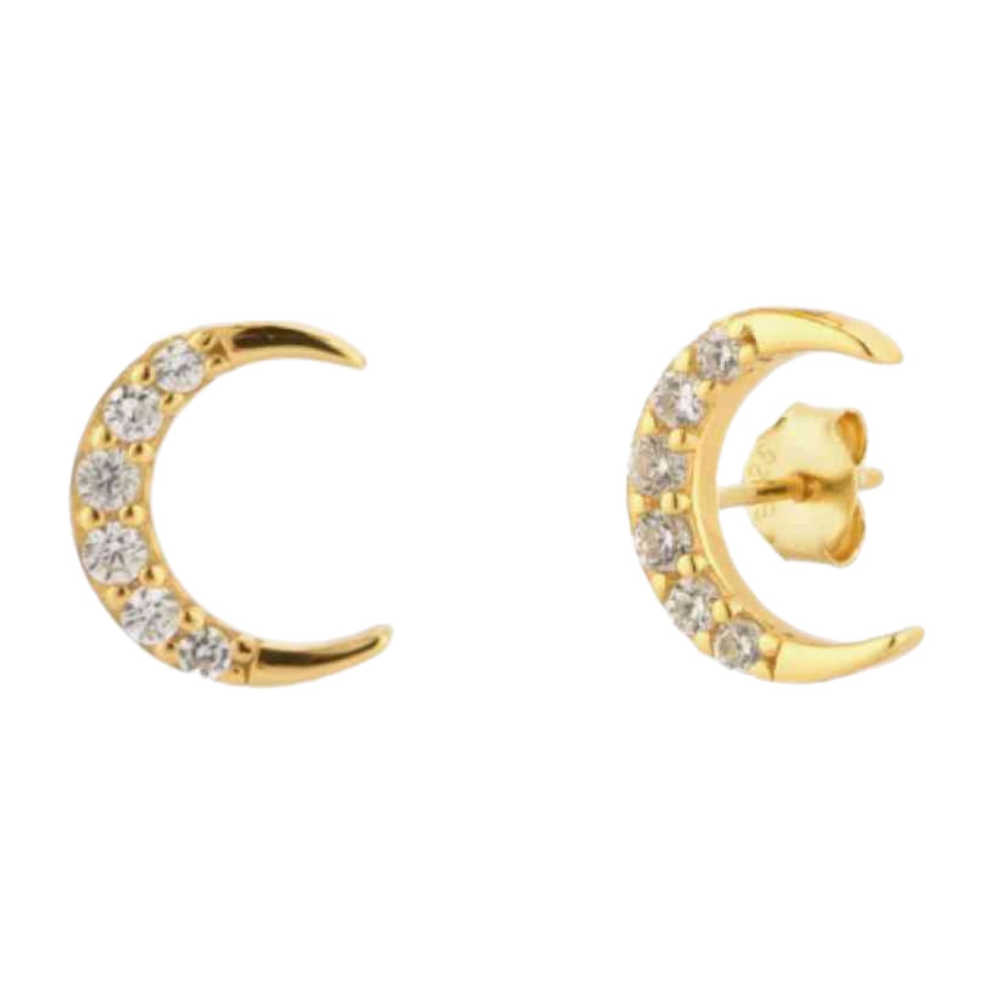 CZ Crescent Moon Stud Earrings