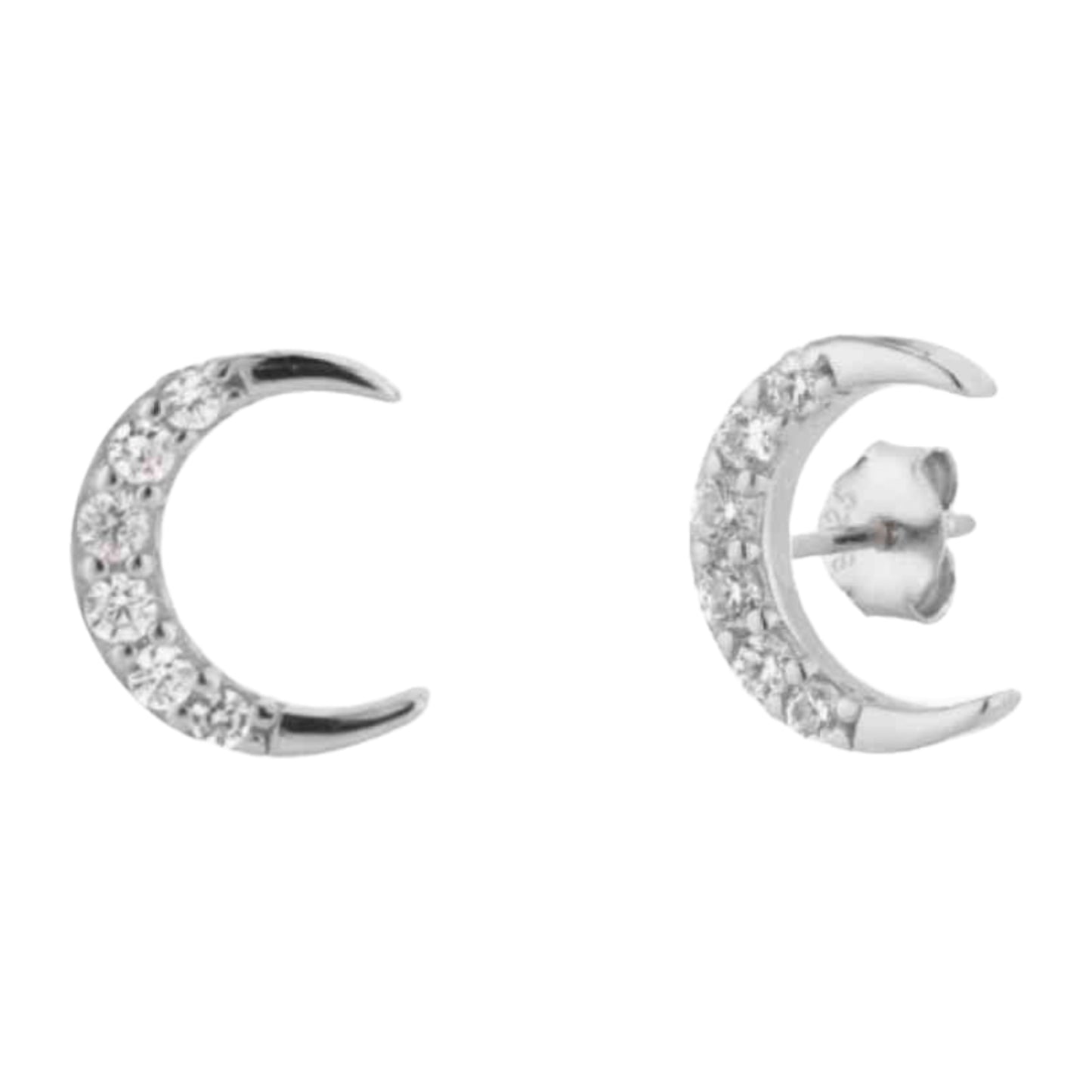 CZ Crescent Moon Stud Earrings