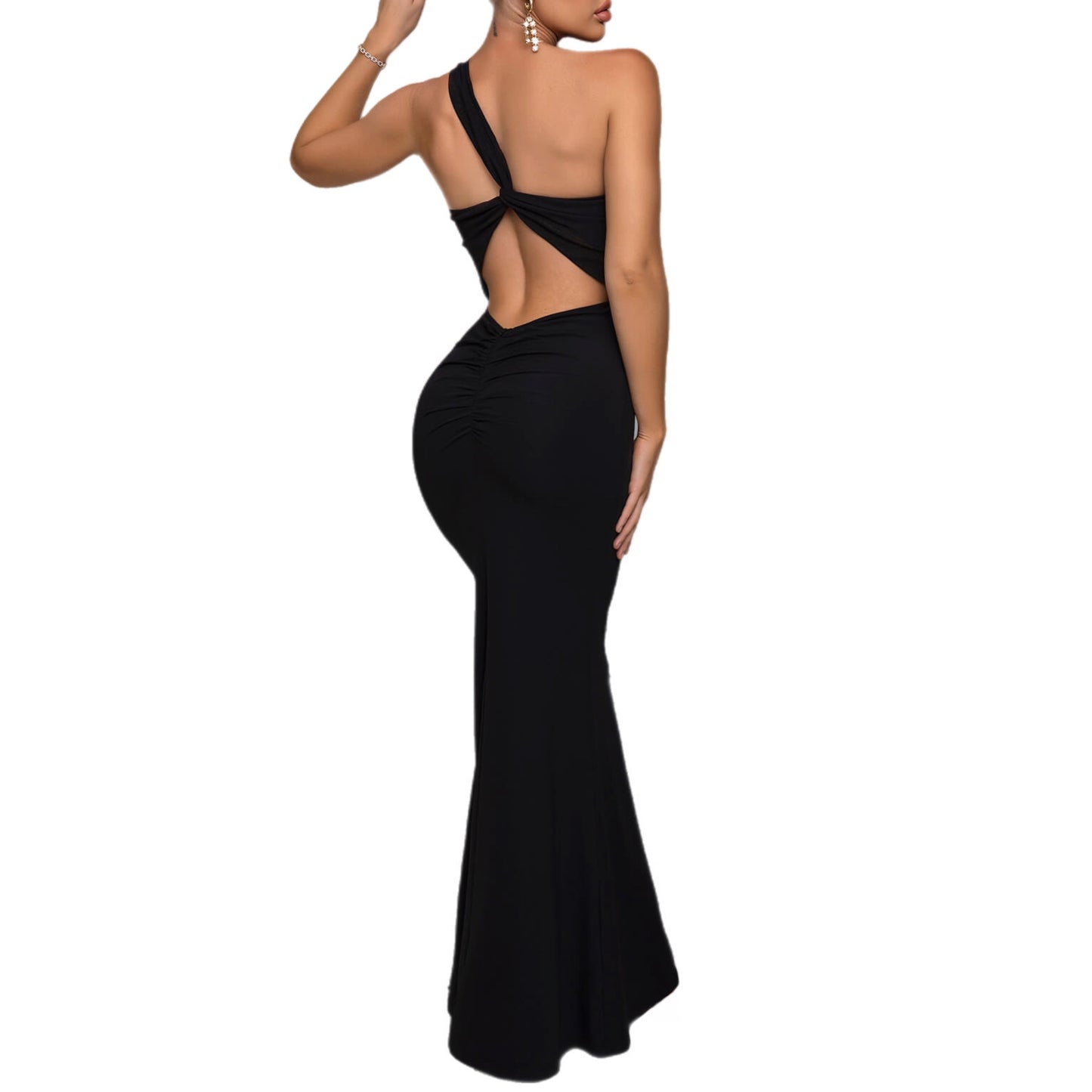 Cutout One-Shoulder Maxi Dress