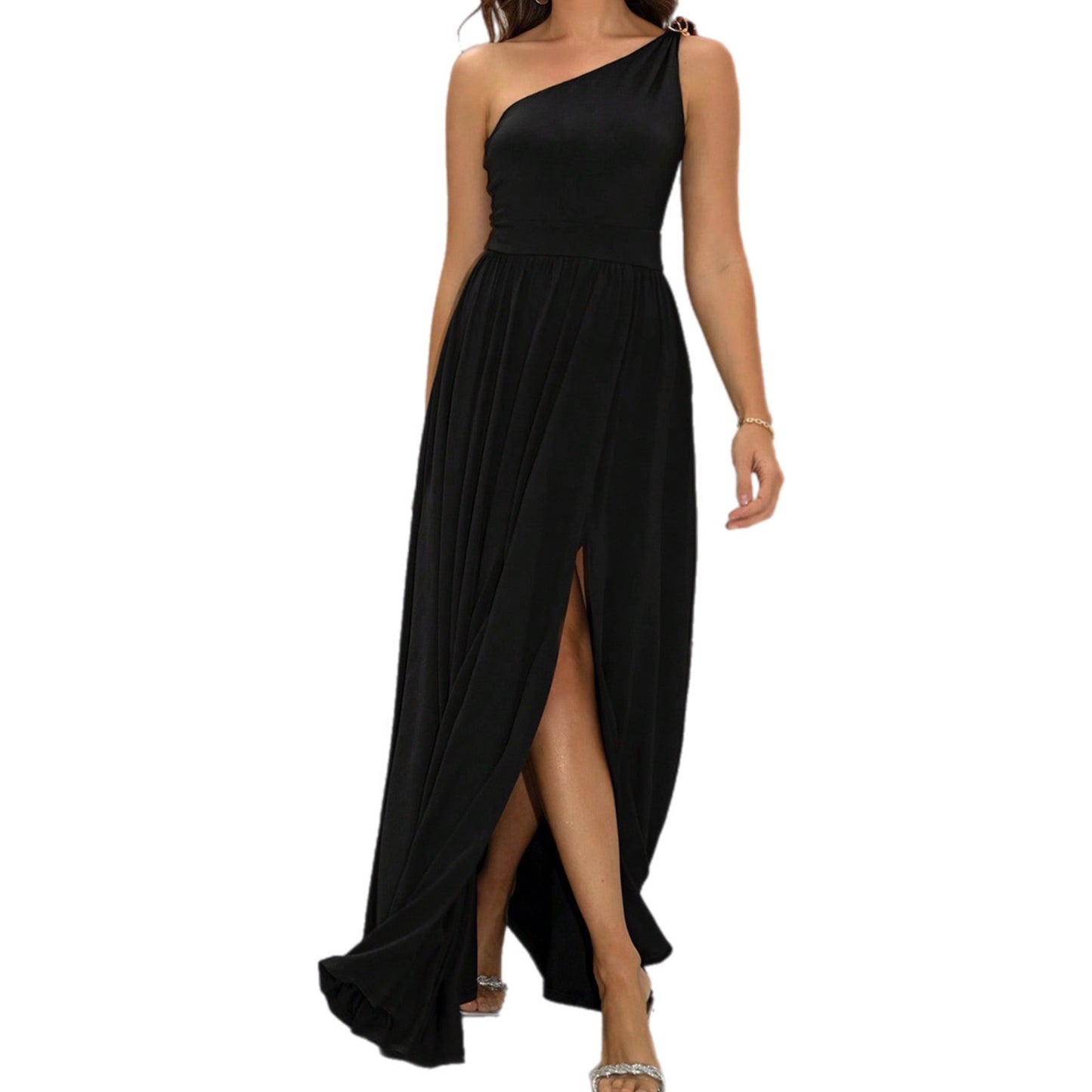 One-Shoulder Split Maxi Dress