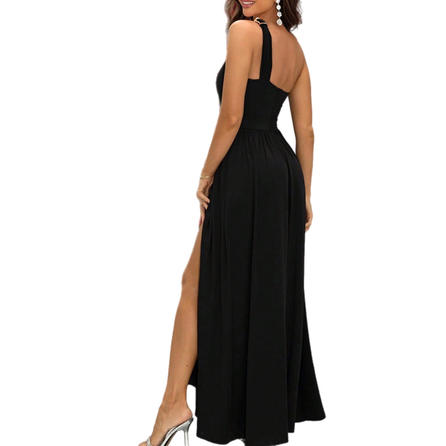 One-Shoulder Split Maxi Dress