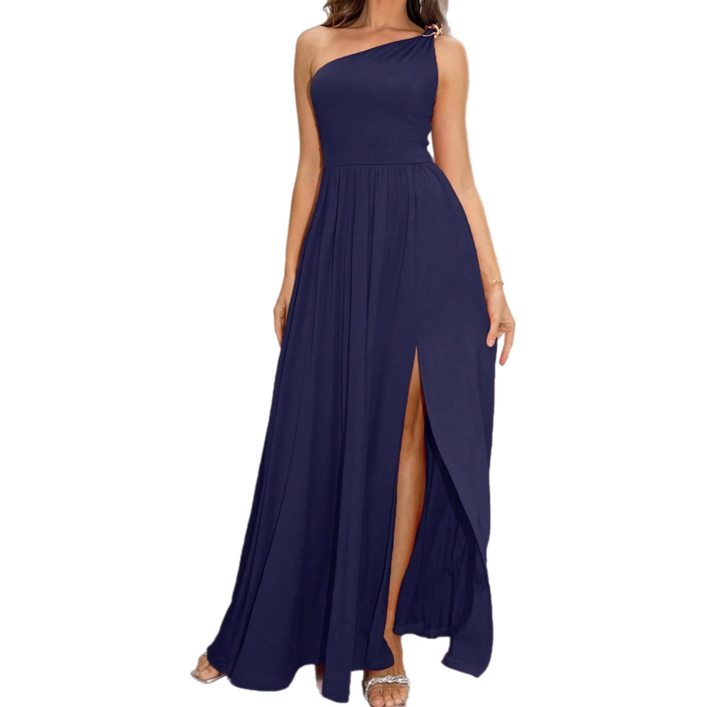 One-Shoulder Split Maxi Dress