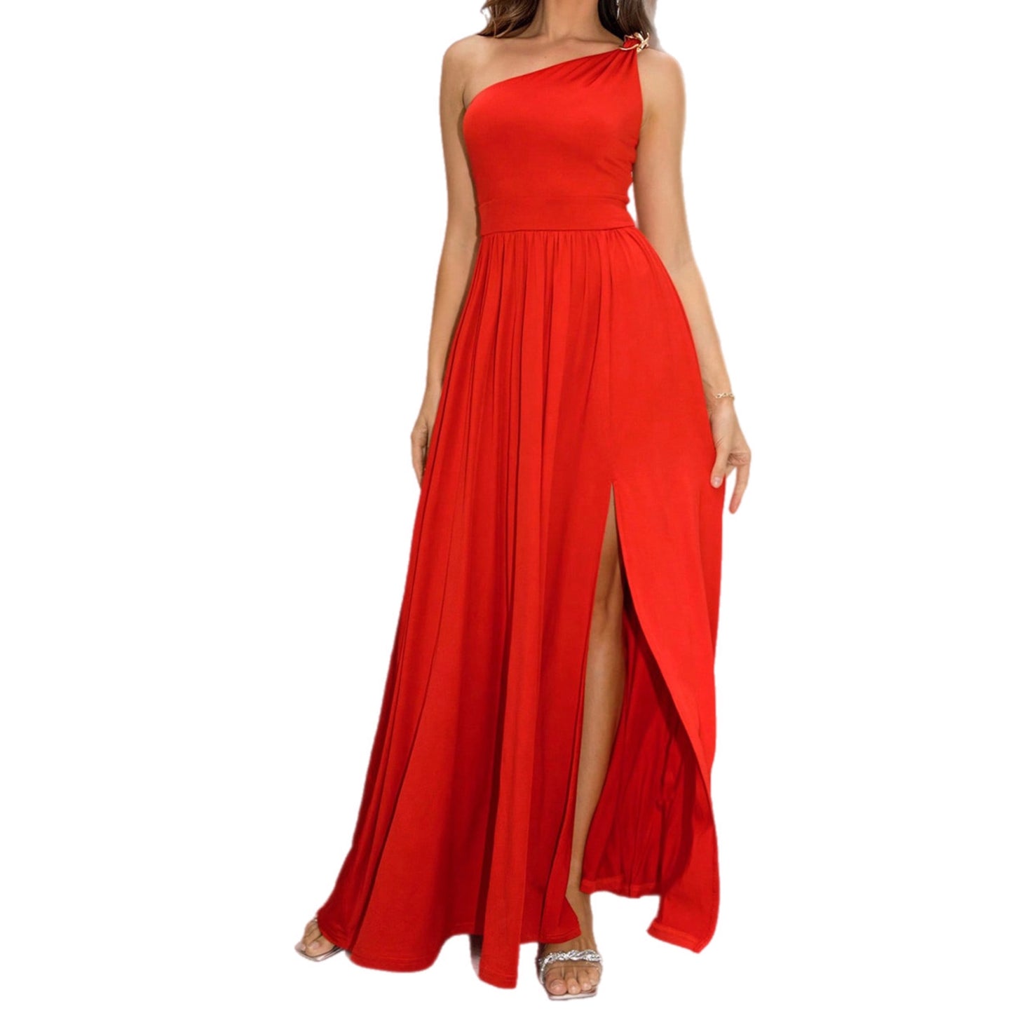 One-Shoulder Split Maxi Dress