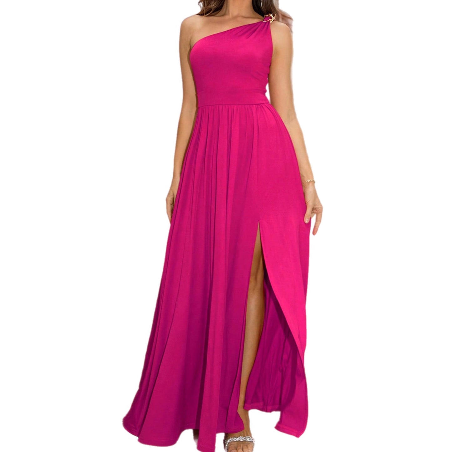 One-Shoulder Split Maxi Dress