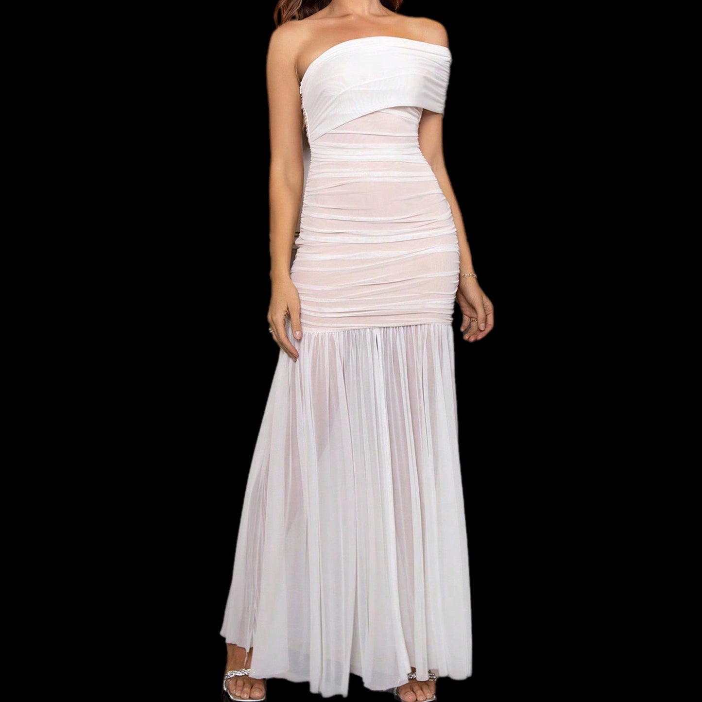 One-Shoulder Ruched Maxi Dress