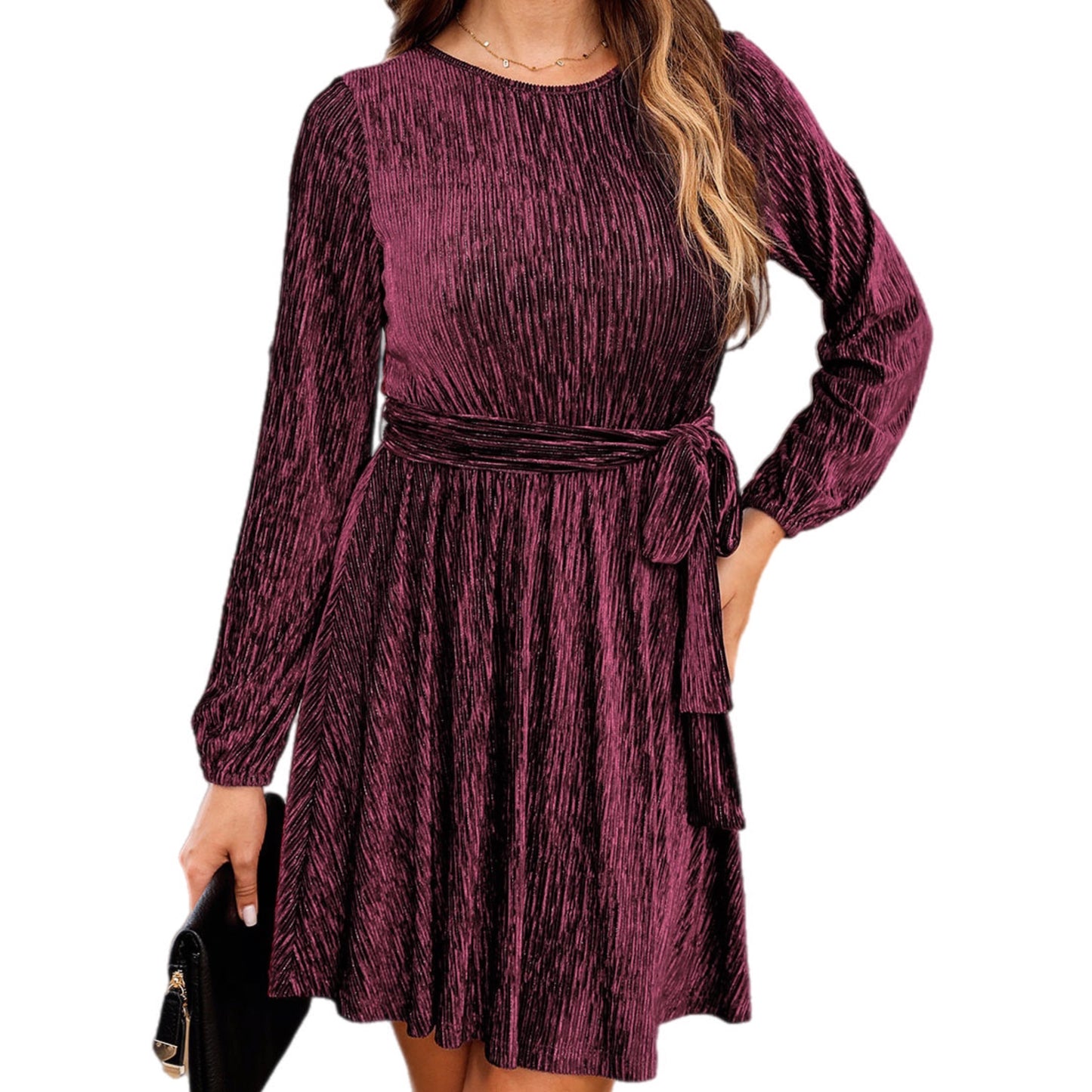 Tie Front Long Sleeve Dress