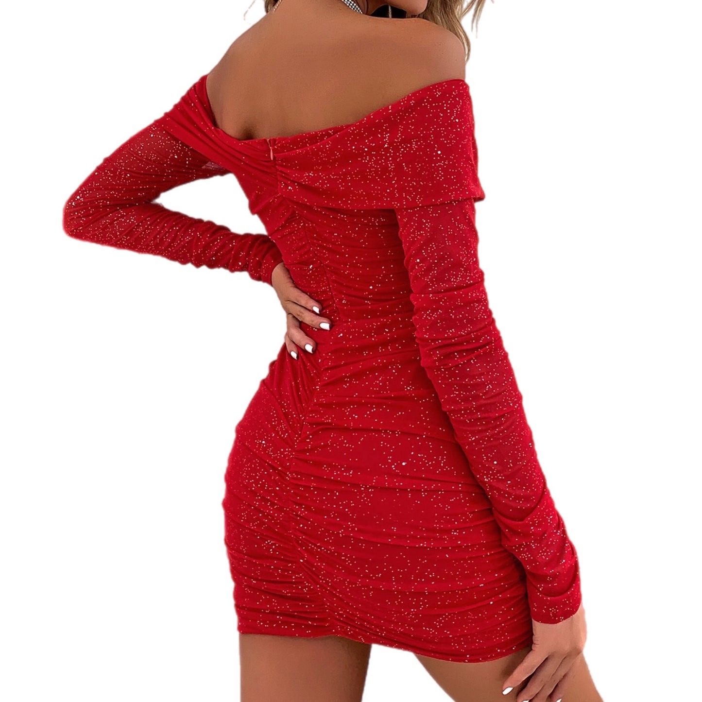 Off-Shoulder Long Sleeve Bodycon Dress