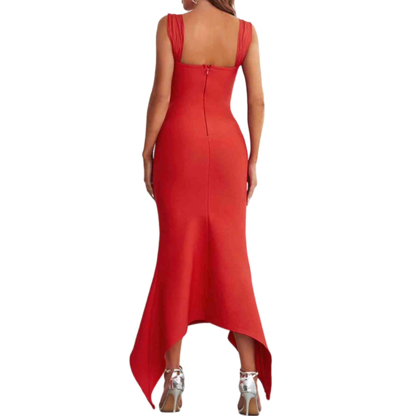 Ruched Sweetheart Neck Dress