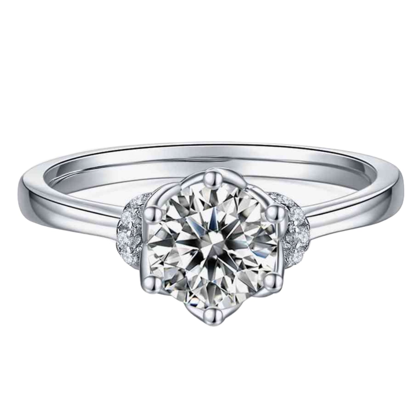 1 Carat Moissanite Sterling Silver Ring