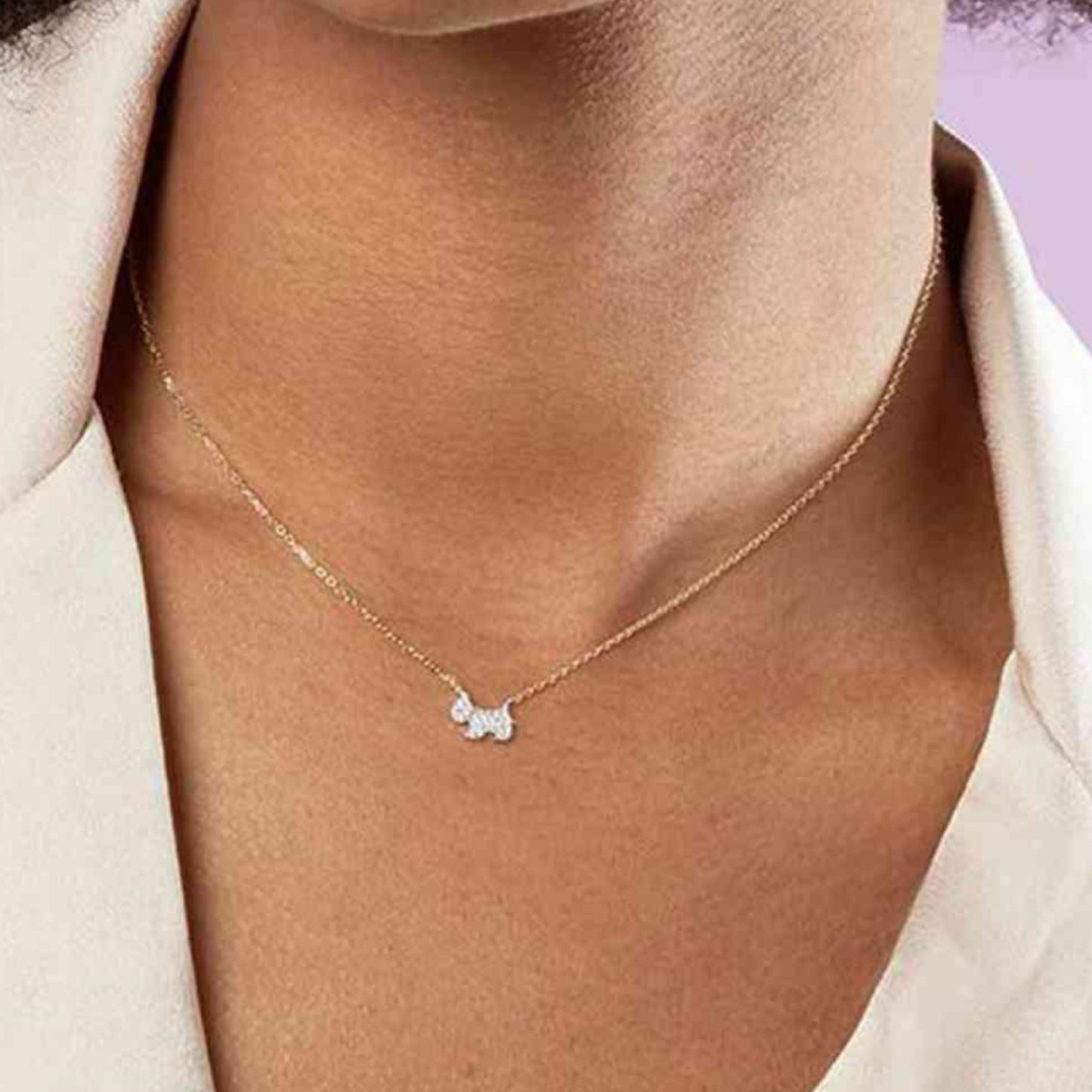 Puppy CZ Sterling Silver Necklace