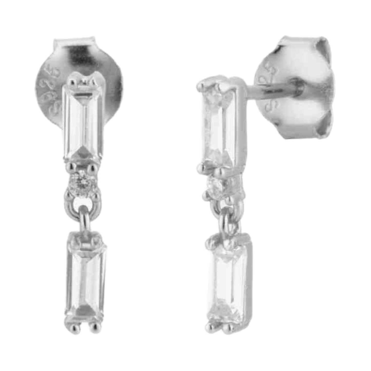 CZ Sterling Silver Drop Earrings