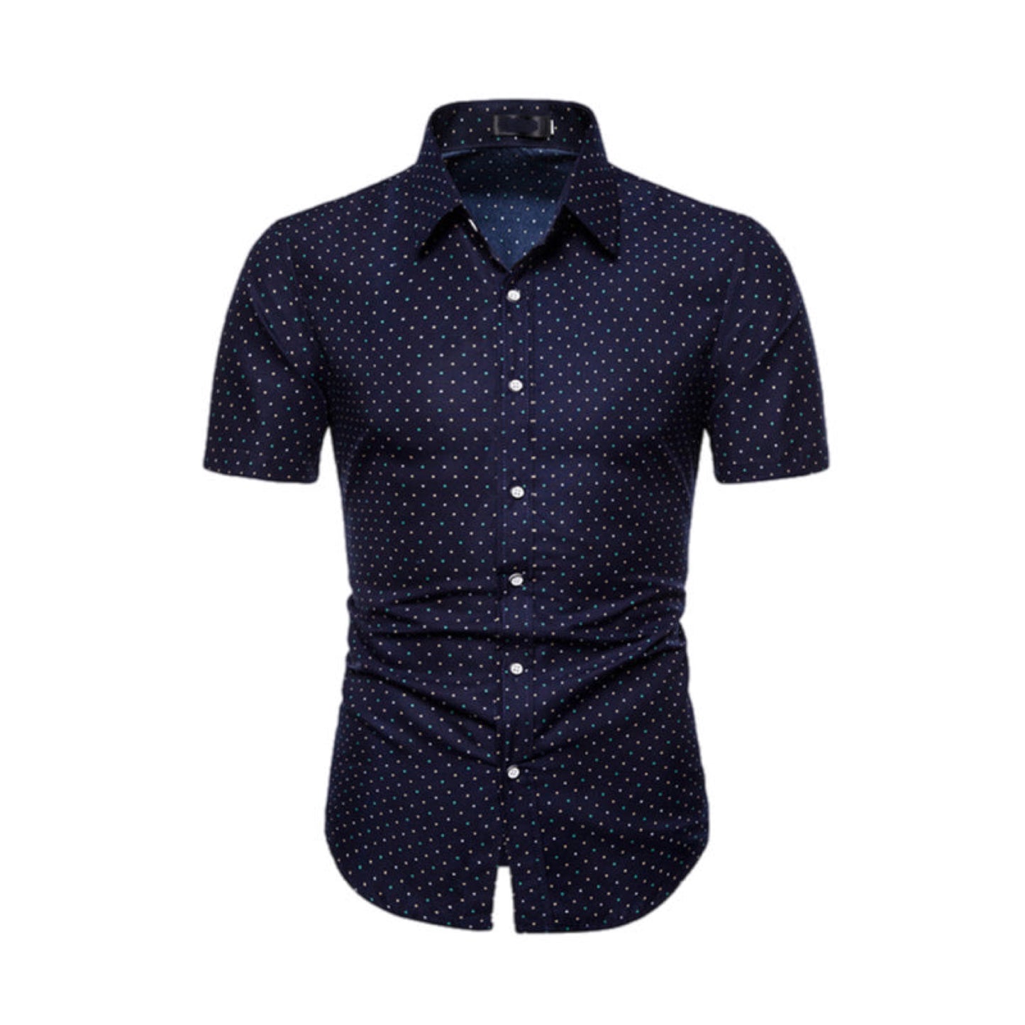 Short Sleeve Button Up Polka Dot Printed Shirt