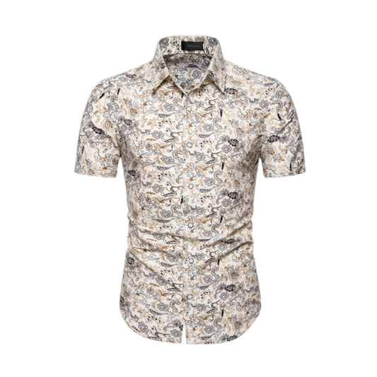 Paisley Printed Short Sleeve Button Up Shirt