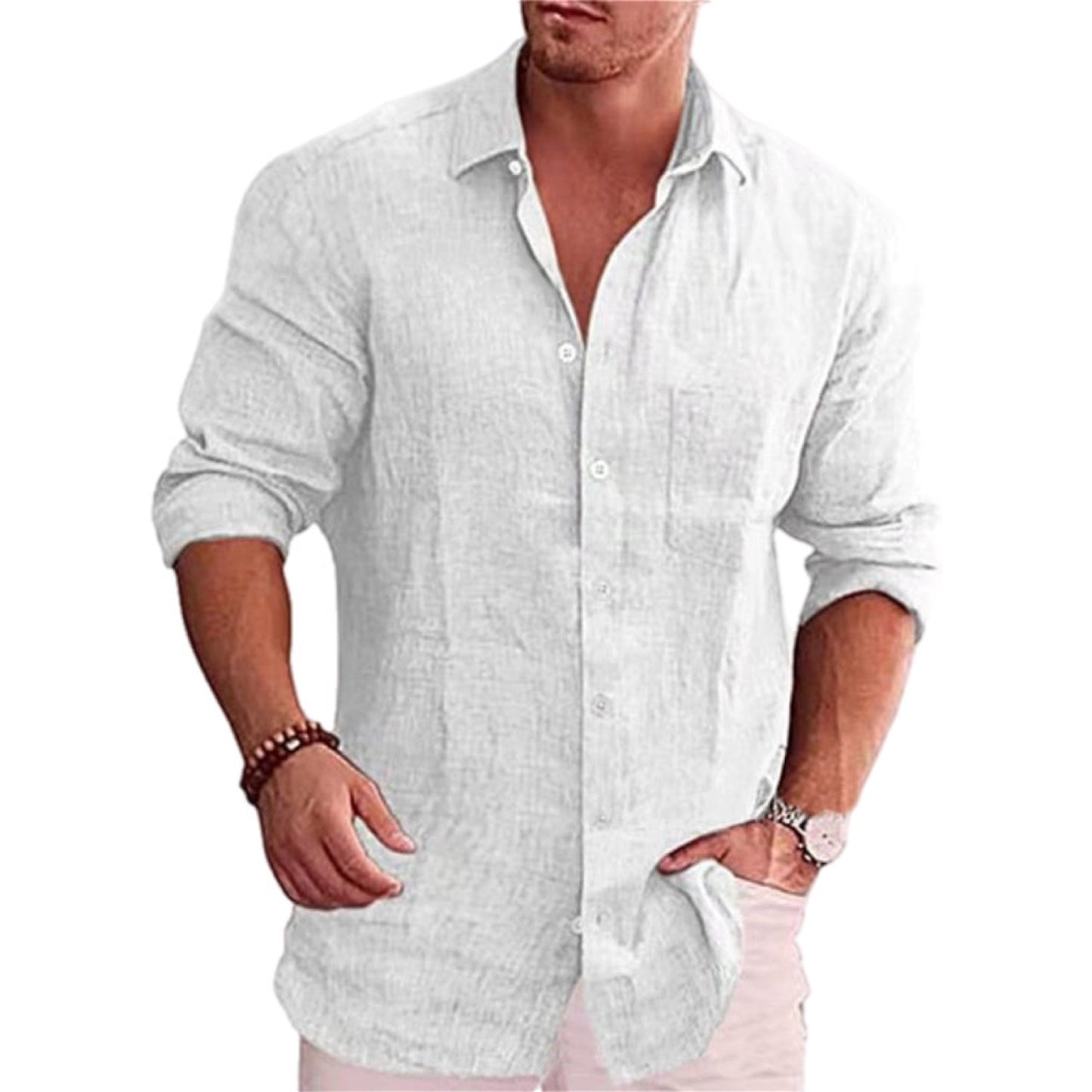 Linen Long Sleeve Button Up Shirt