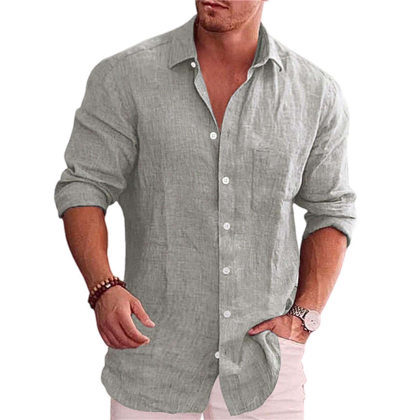 Linen Long Sleeve Button Up Shirt