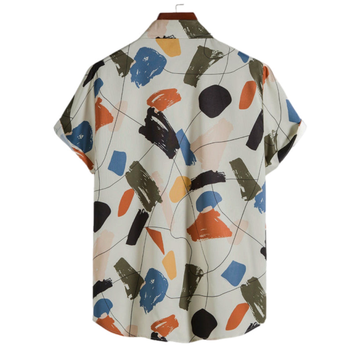 Patterned Short Sleeve Button Up Shirt