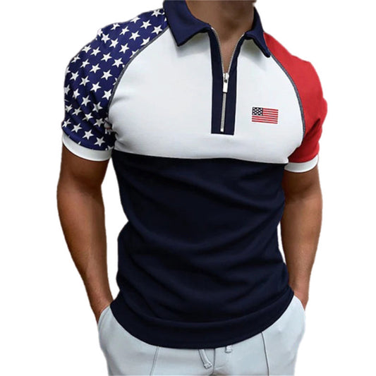 Short Sleeve Flag Polo Shirt