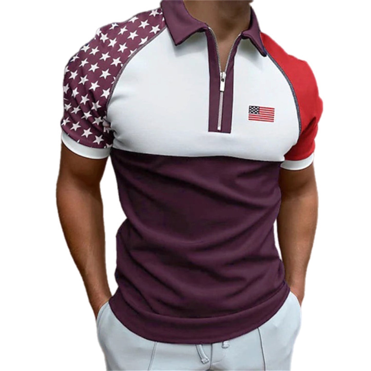 Short Sleeve Flag Polo Shirt