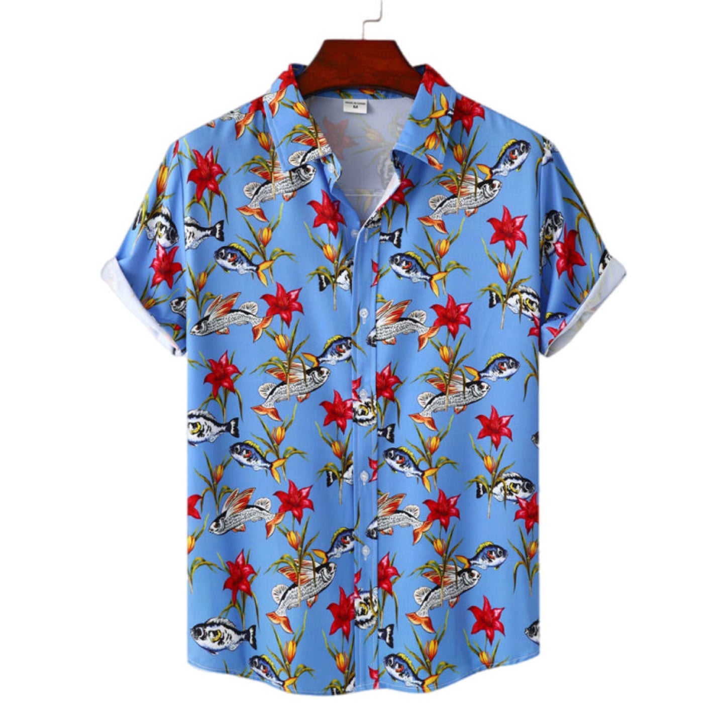 Blue Hawaiian Short Sleeve Button Up Shirt