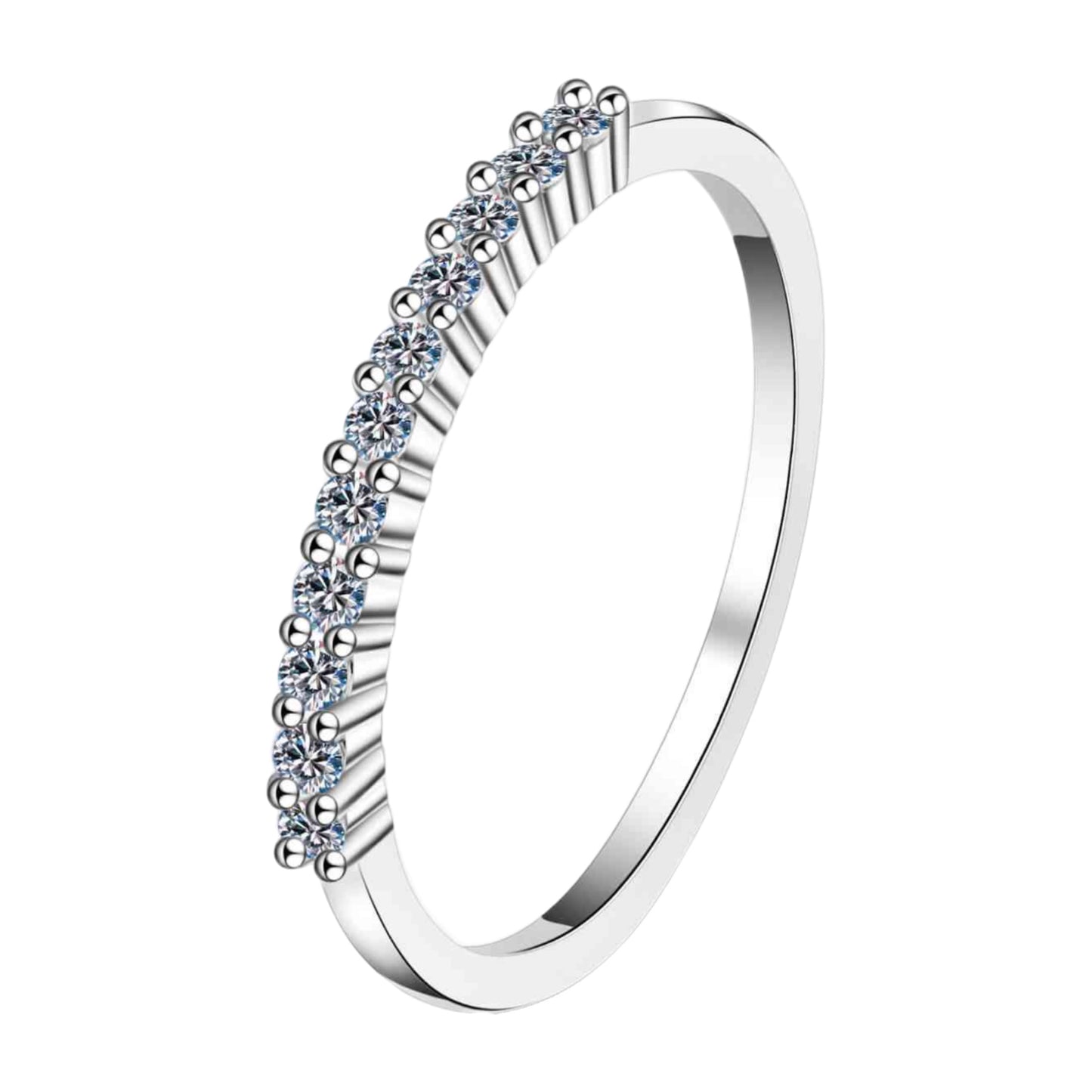 Moissanite Band Sterling Silver Ring