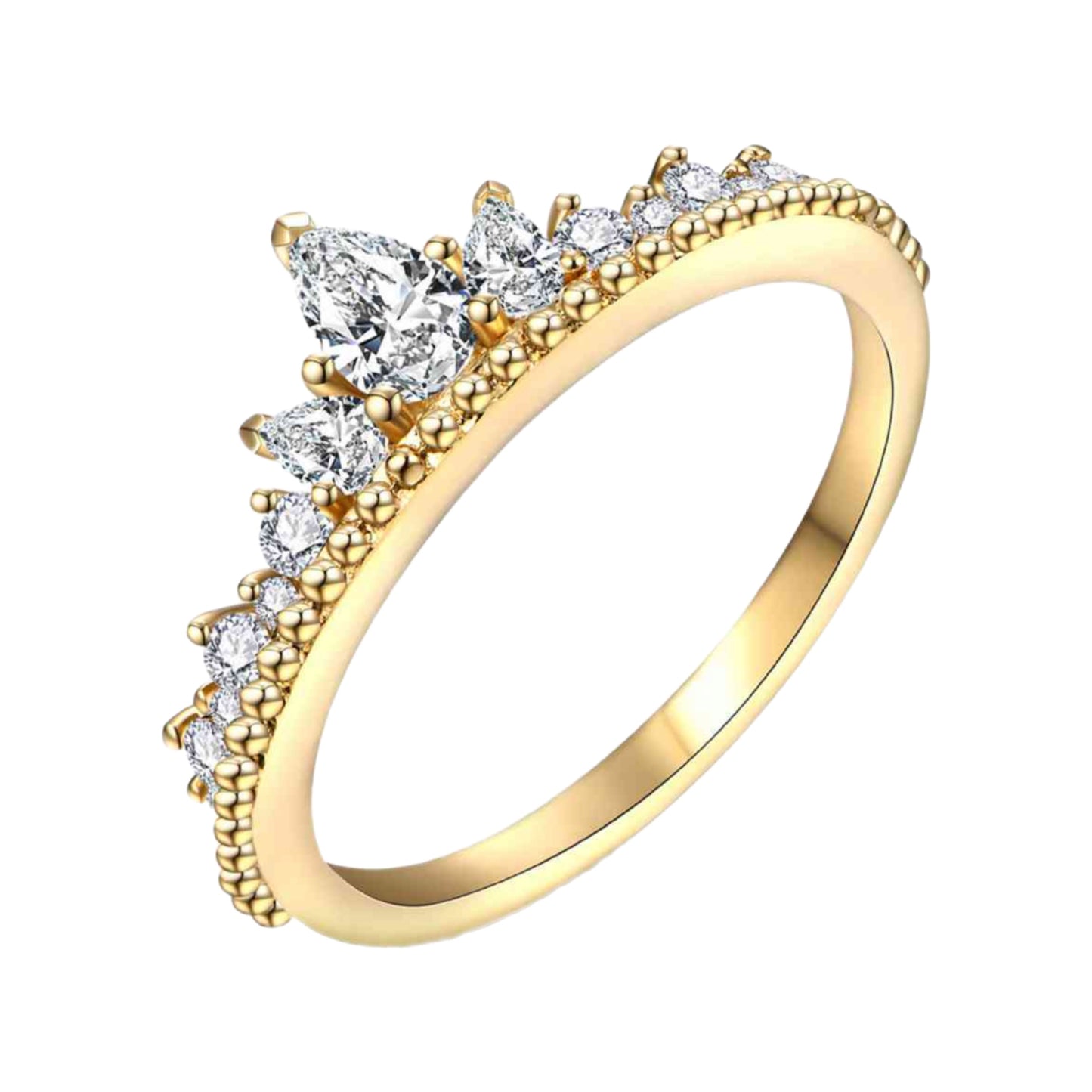 Gold Moissanite Crown Ring