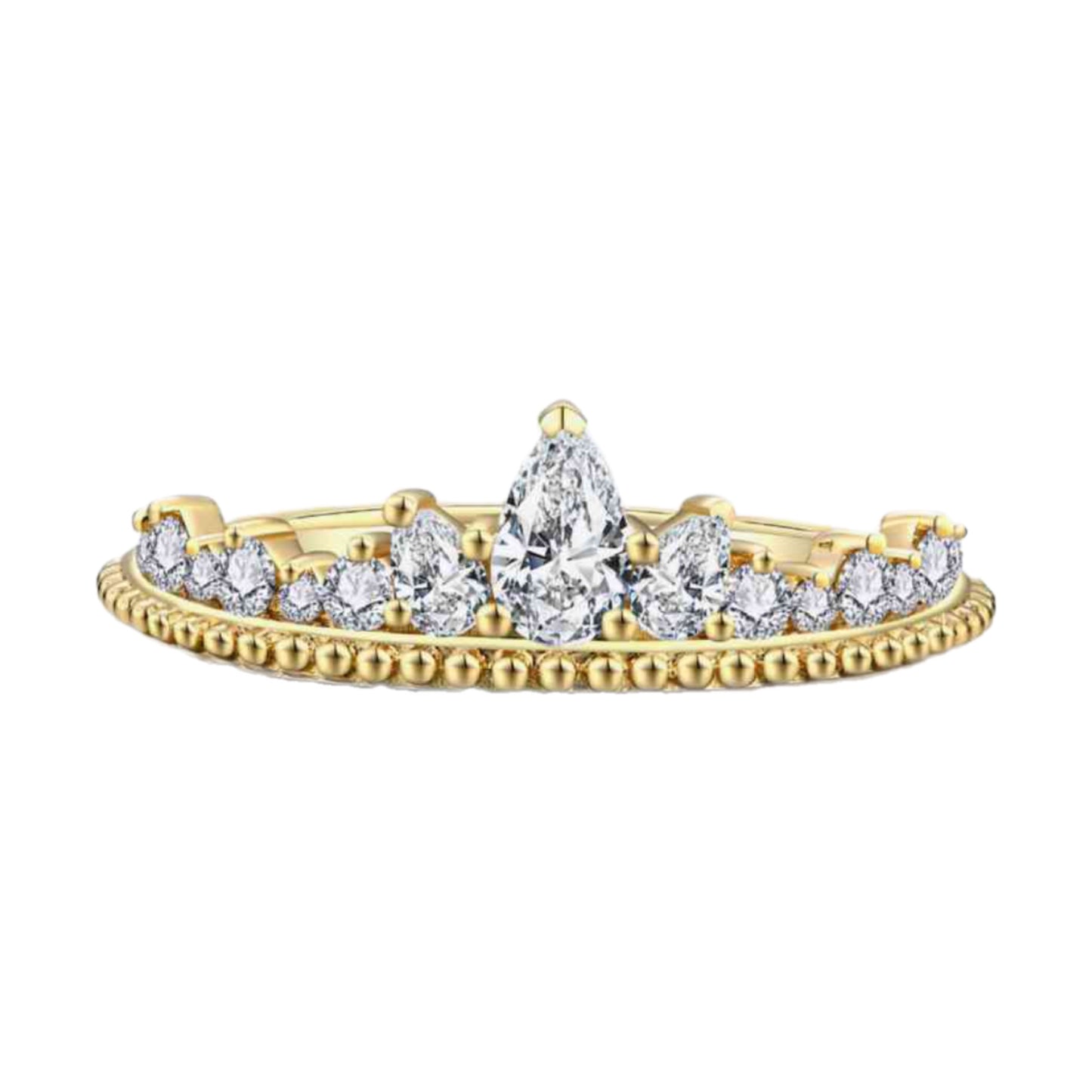 Gold Moissanite Crown Ring