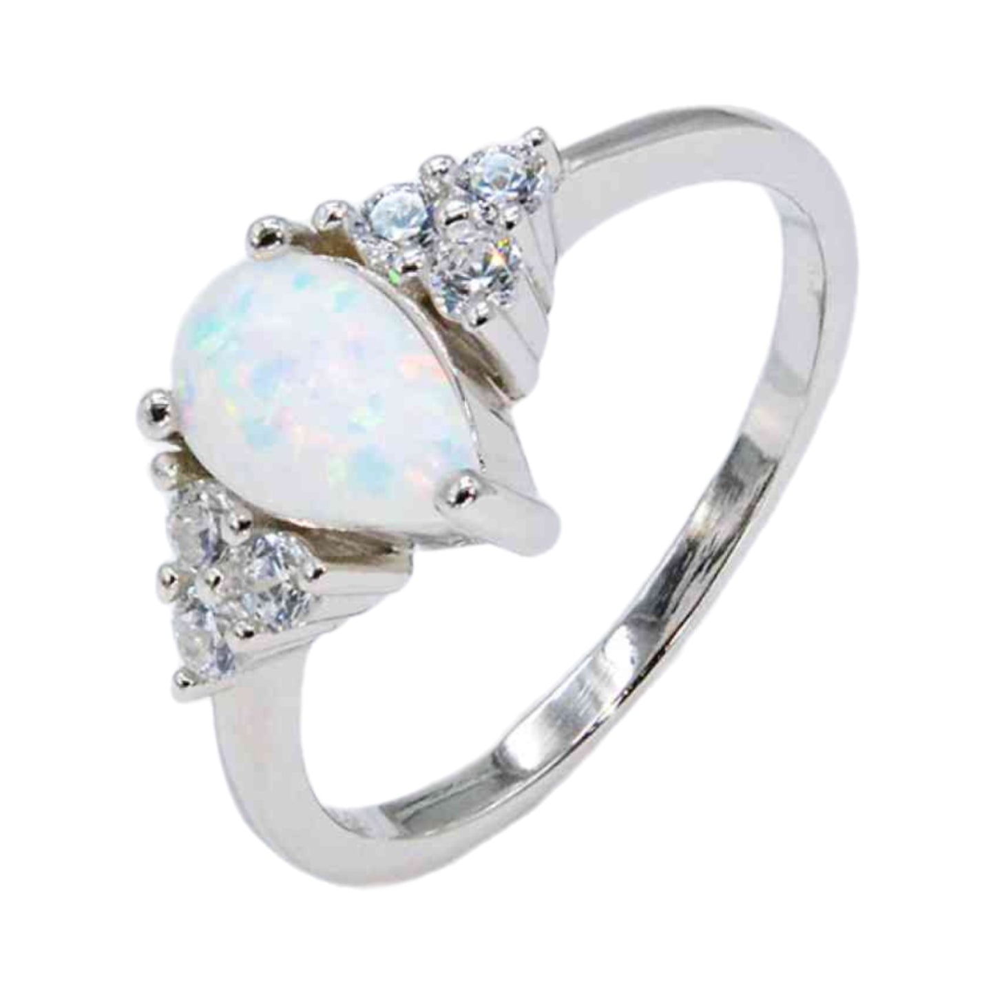 Opal Teardrop Sterling Silver Ring