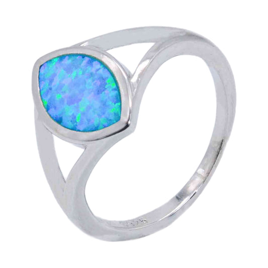 Blue Opal Marquise Sterling Silver Ring