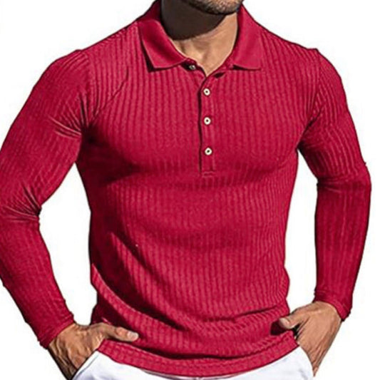 Striped Long Sleeve Men's Polo Shirt