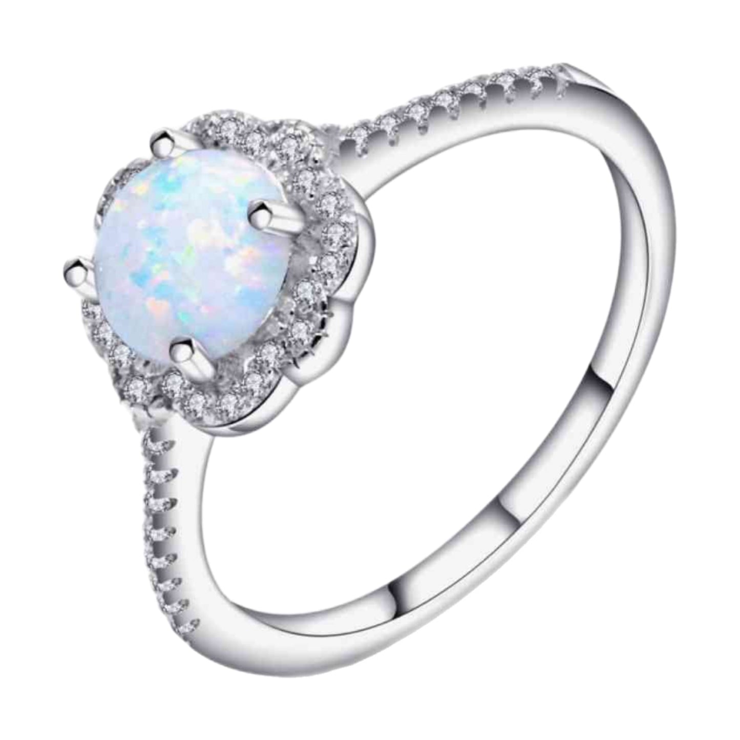 Opal Sterling Silver Round Ring