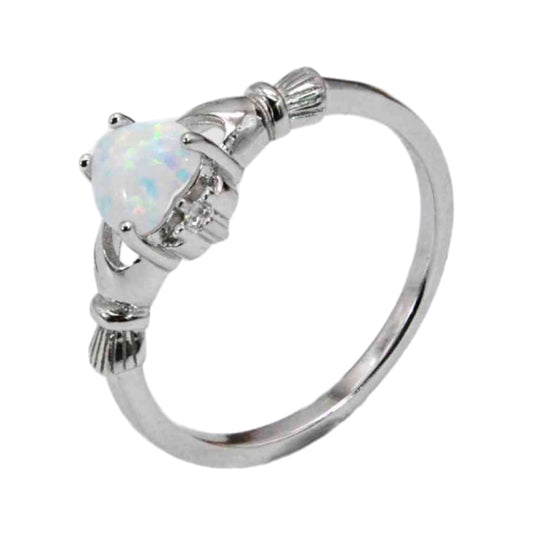 Opal Sterling Silver Stone Solitaire Ring