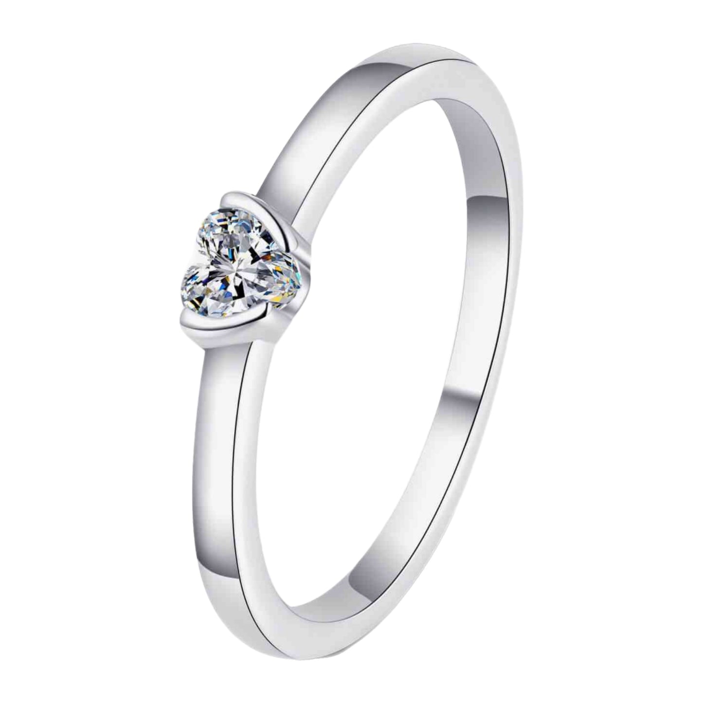 Moissanite Heart Sterling Silver Ring