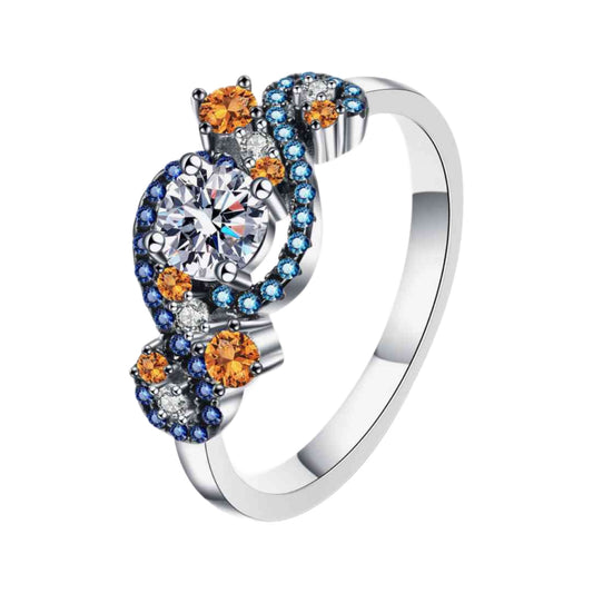 Moissanite & CZ Twist Sterling Silver Ring