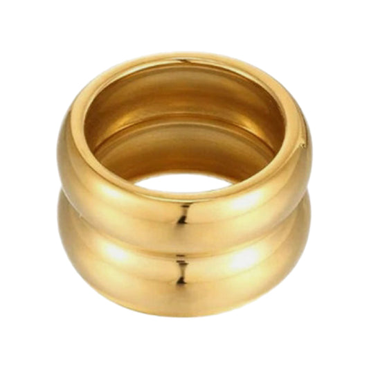 Gold Thick Double Band Ring