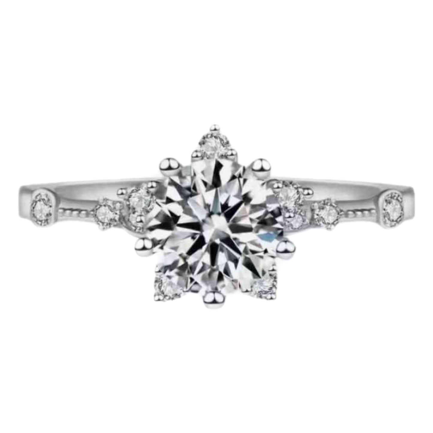 1 Carat Moissanite Solitaire Sterling Silver Ring