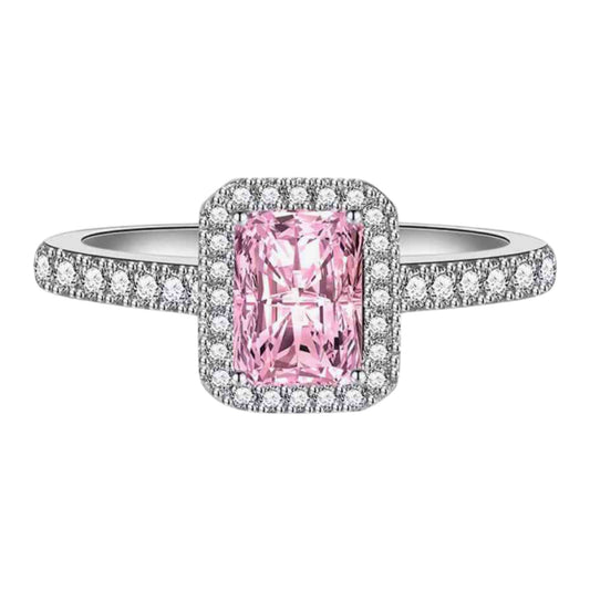 2 Carat Pink Moissanite Sterling Silver Solitaire Ring