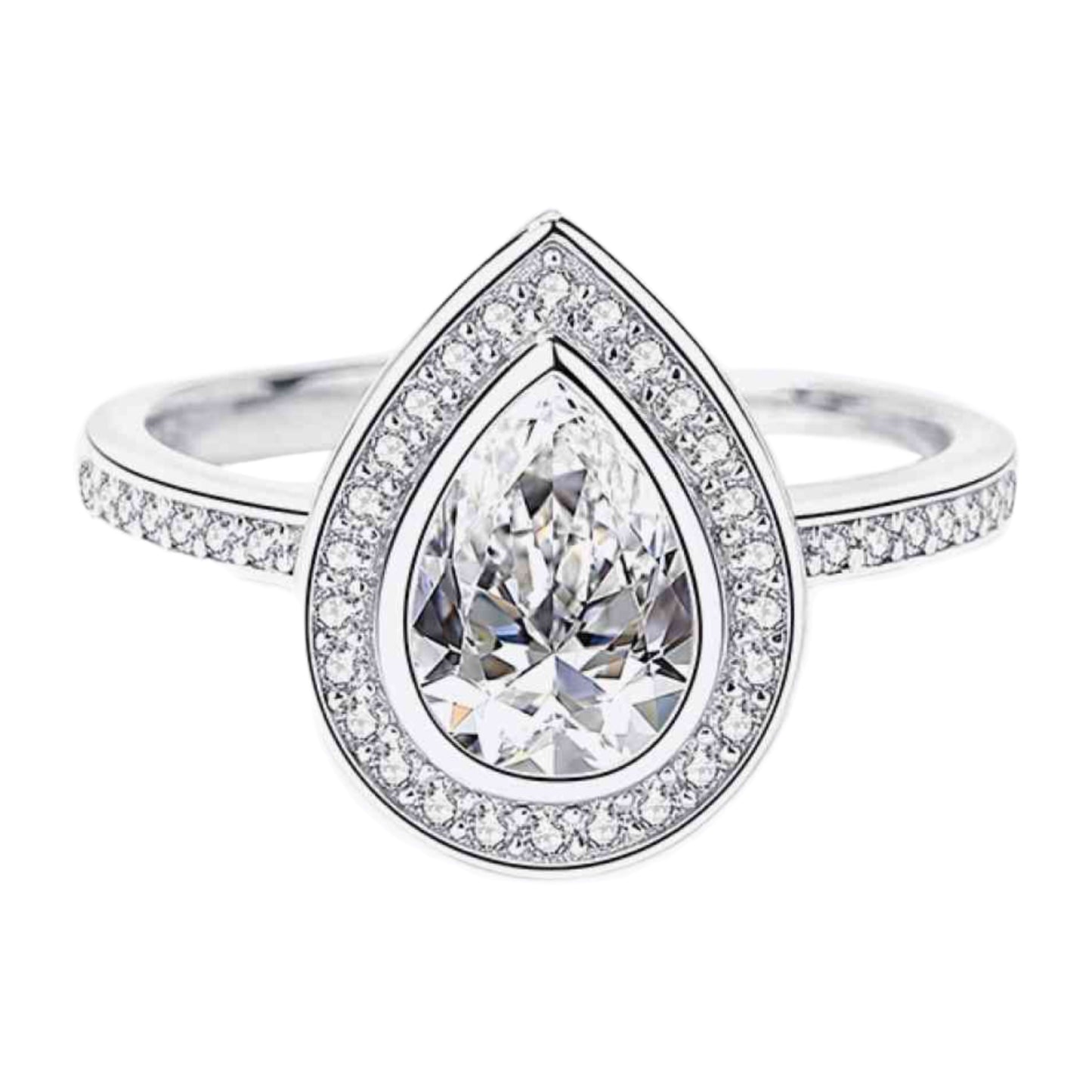 1.5 Carat Moissanite Pear Sterling Silver Ring