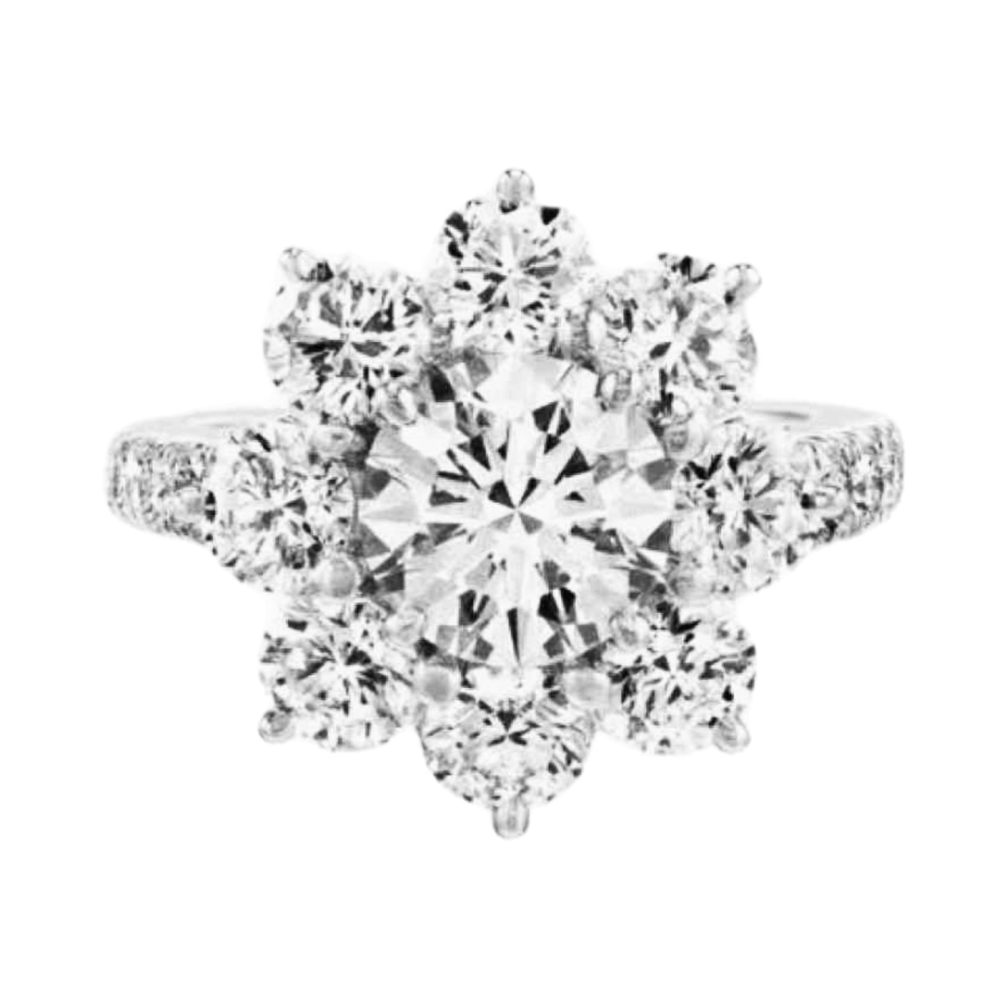 Moissanite Flower Sterling Silver Ring