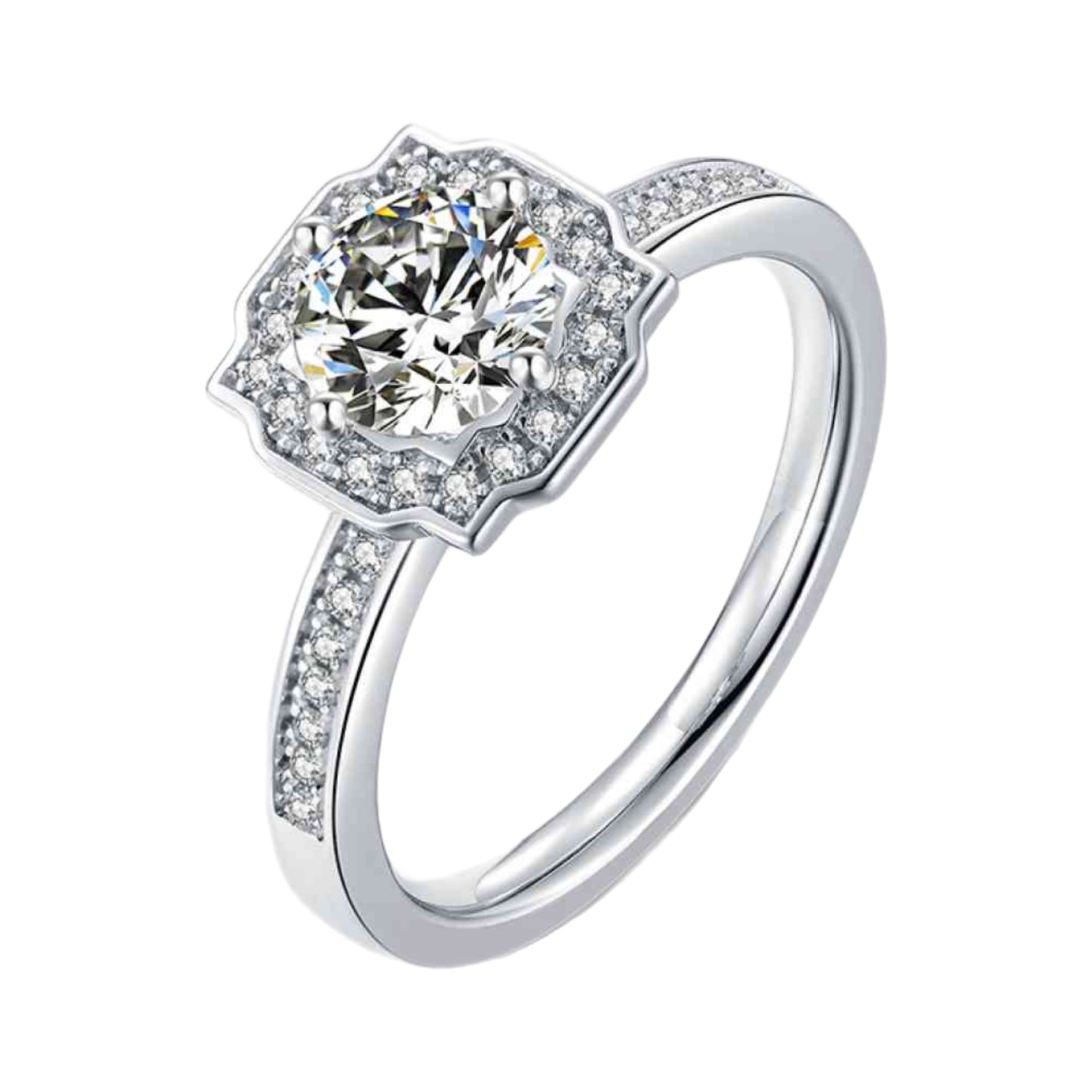 1 Carat Moissanite Solitaire Sterling Silver Ring