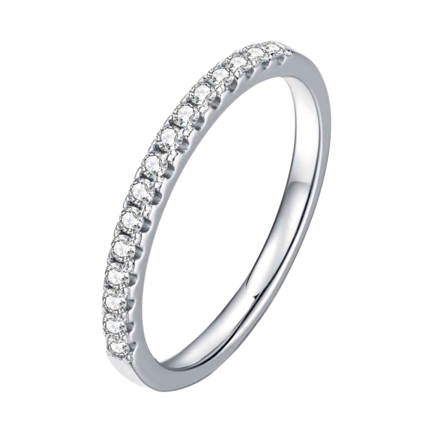 Moissanite Sterling Silver Band Ring