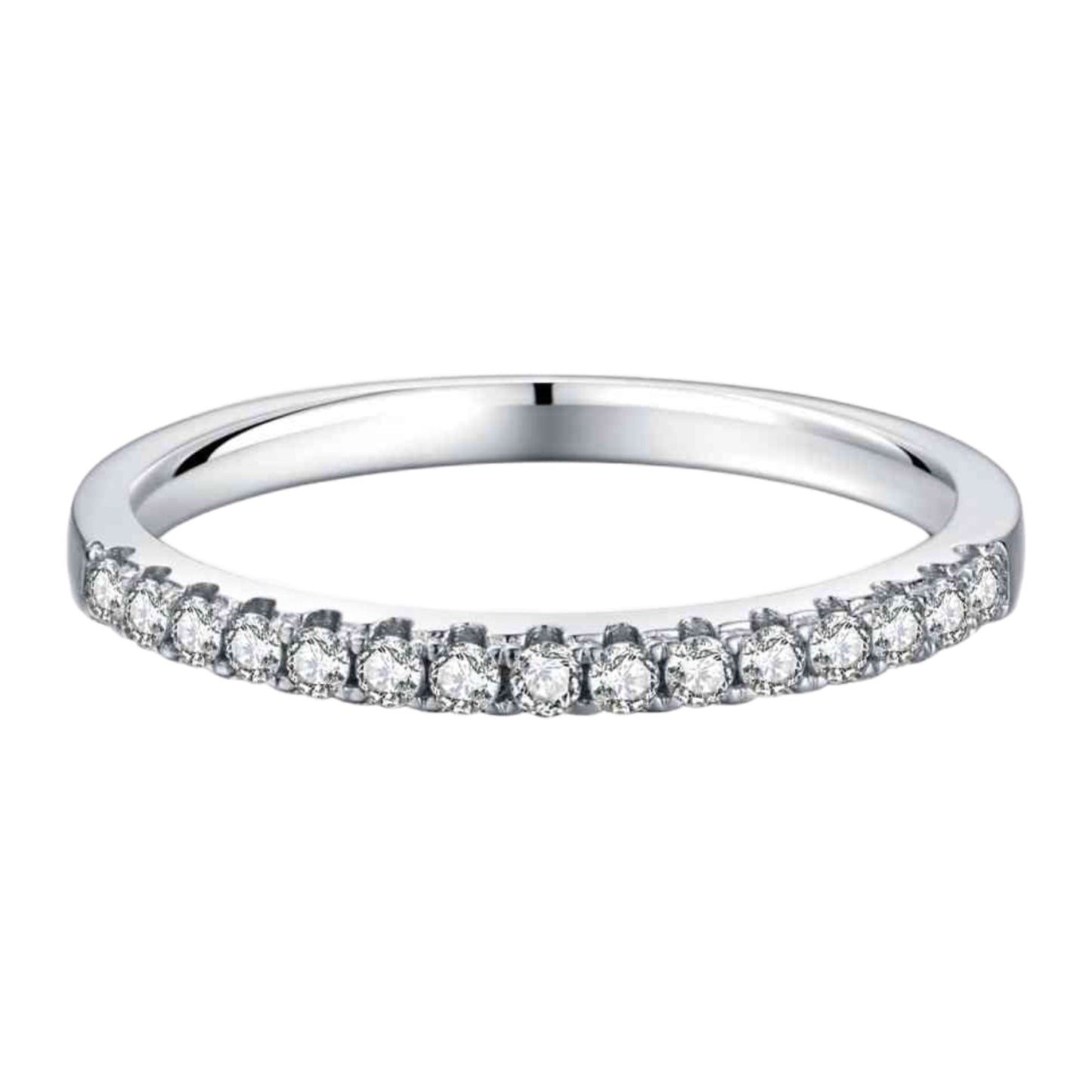 Moissanite Sterling Silver Band Ring