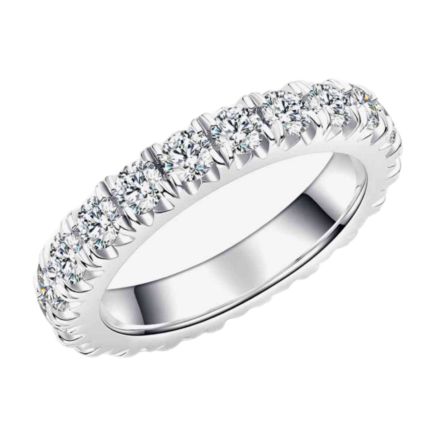 2 Carat Moissanite Sterling Silver Band Ring