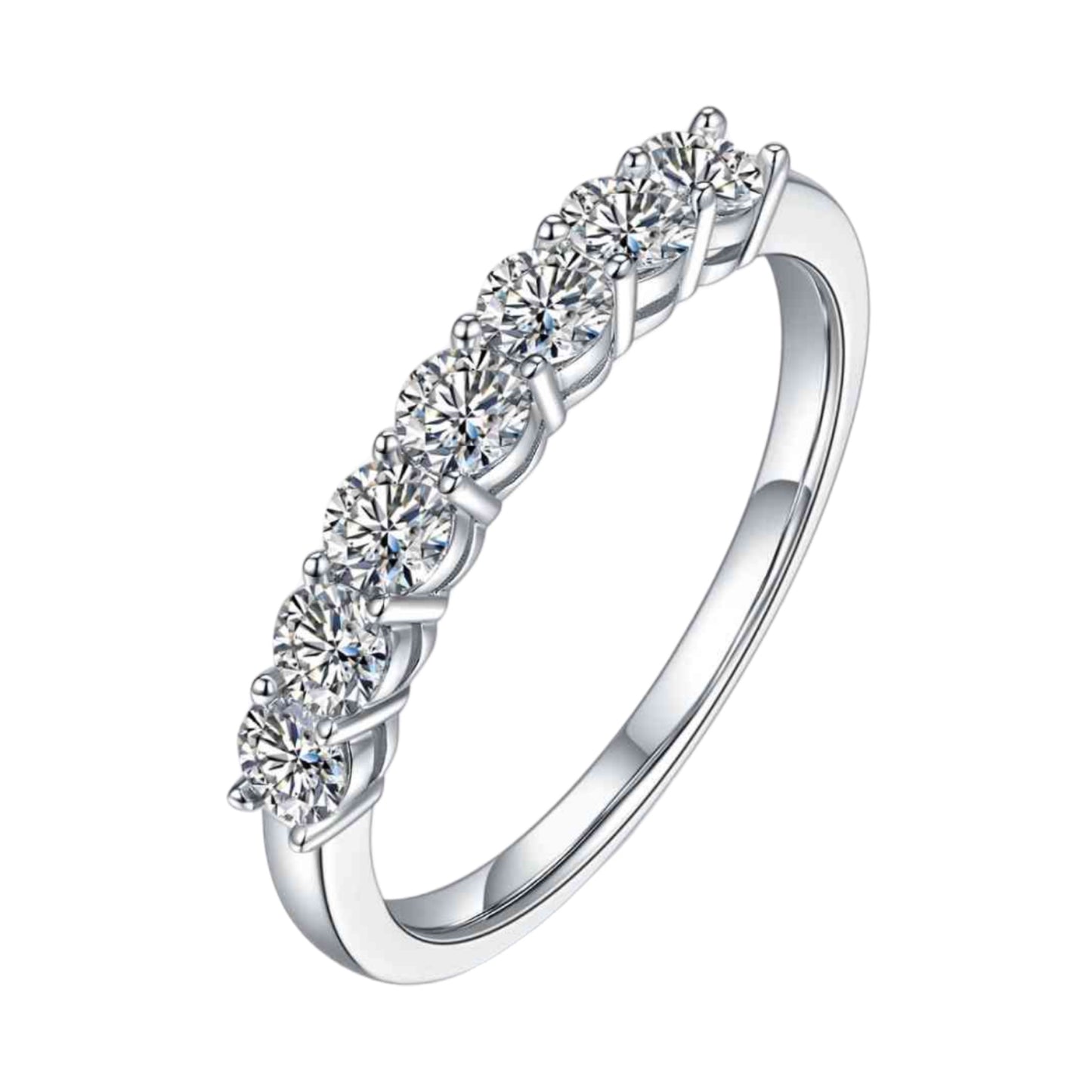 Moissanite Sterling Silver Band Ring