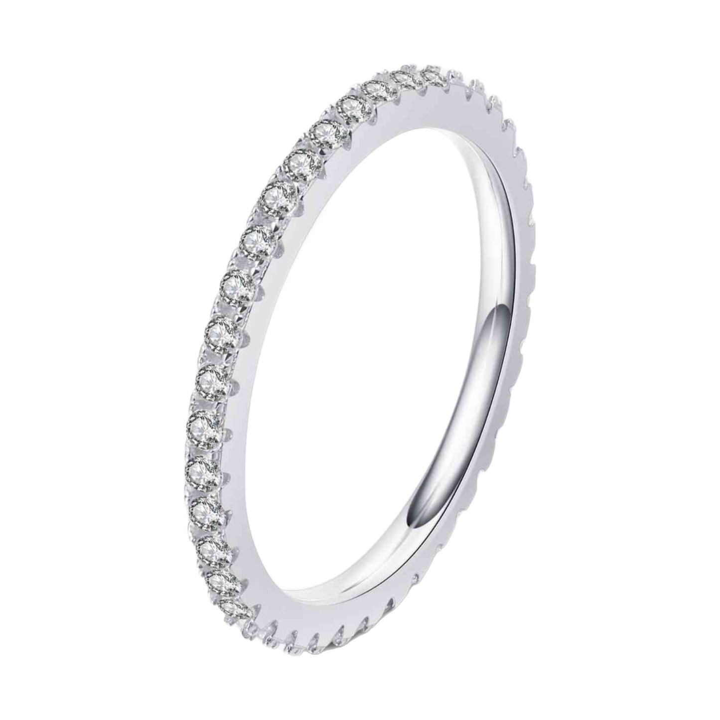 Moissanite Sterling Silver Band Ring