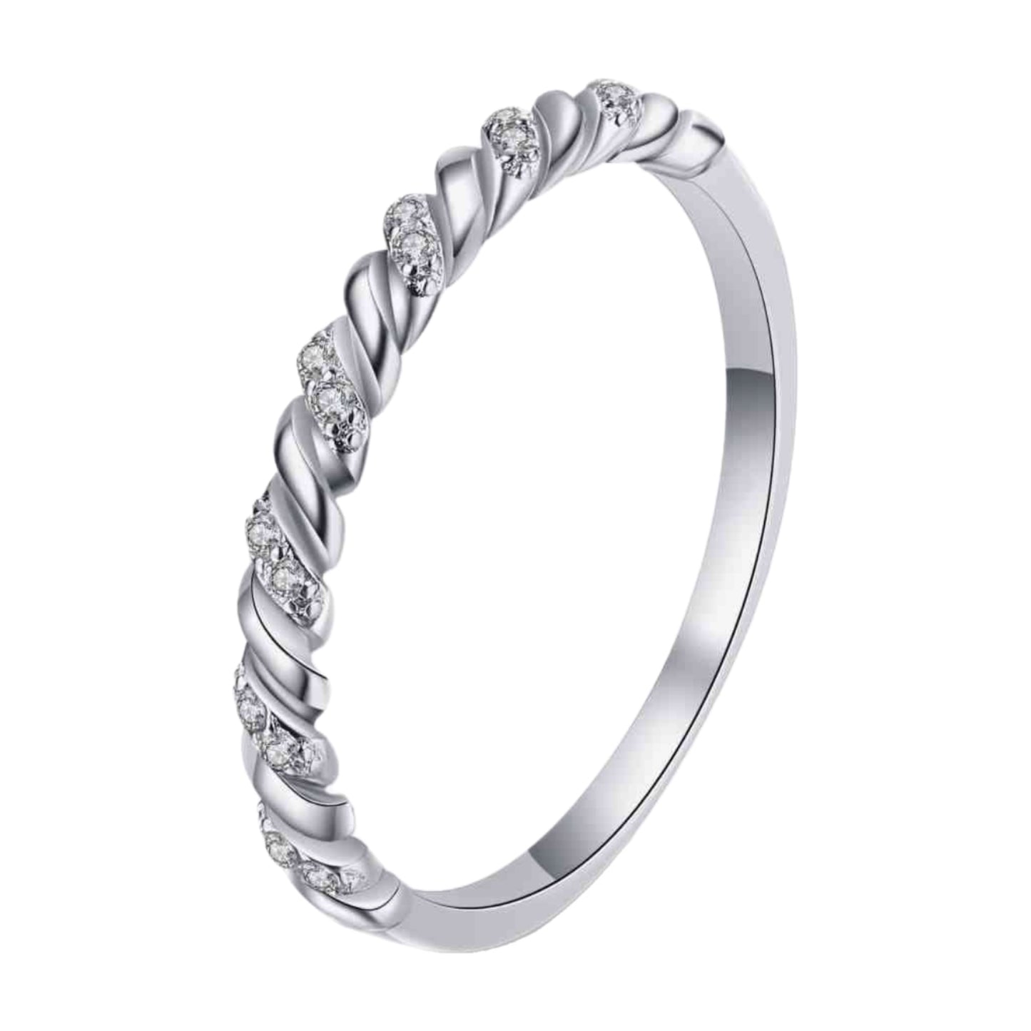 Moissanite Sterling Silver Twist Ring